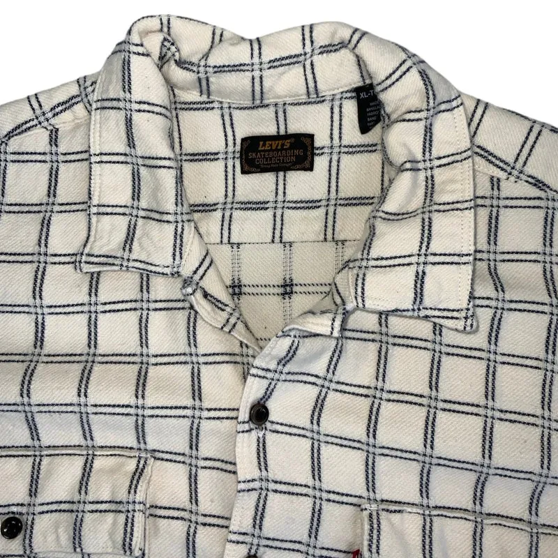 Vintage 90s Levi's Skateboarding Collection White Checked Long Sleeved Shirt L XL