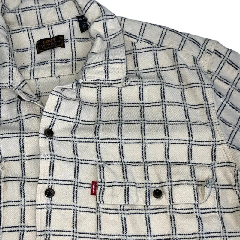 Vintage 90s Levi's Skateboarding Collection White Checked Long Sleeved Shirt L XL