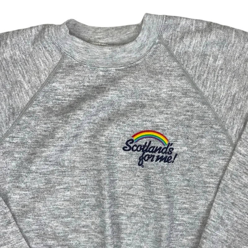 Vintage 90s 'Sweat Trends' Grey 'Scotland's for me!' Spell-Out Graphic Sweatshirt S M