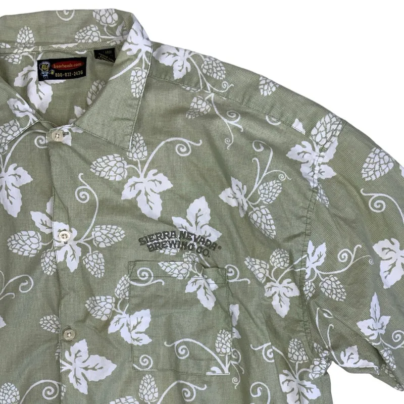 Vintage 90s 'Sierra Nevada Brewing Co.' Green Hawaiian Floral Short Sleeved Shirt XL 2XL