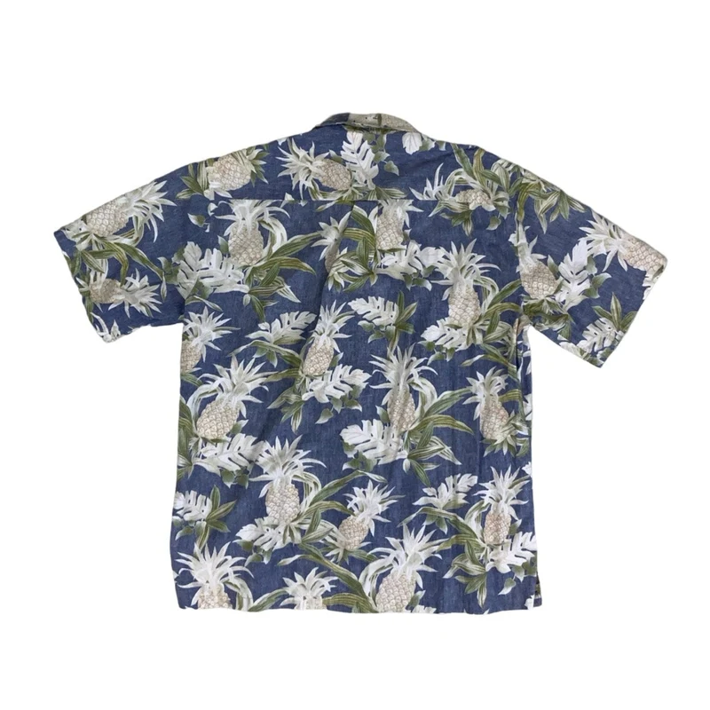 Vintage 90s 'Cooke Street' Blue Hawaiian Pineapple Short Sleeved Shirt M L