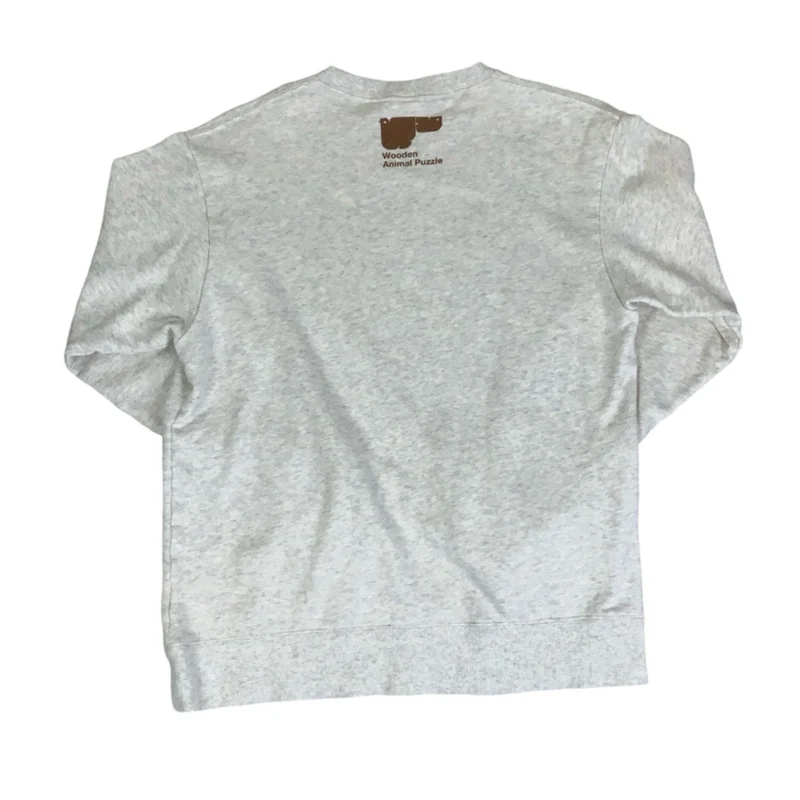 Vintage 90s 'Design T-Shirts Store Graniph' Wooden Animal Puzzle Brown Grey Graphic Sweatshirt