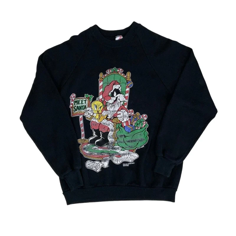 Vintage 1993 'Warner Bros' Official Cartoon Black Graphic Sweatshirt M