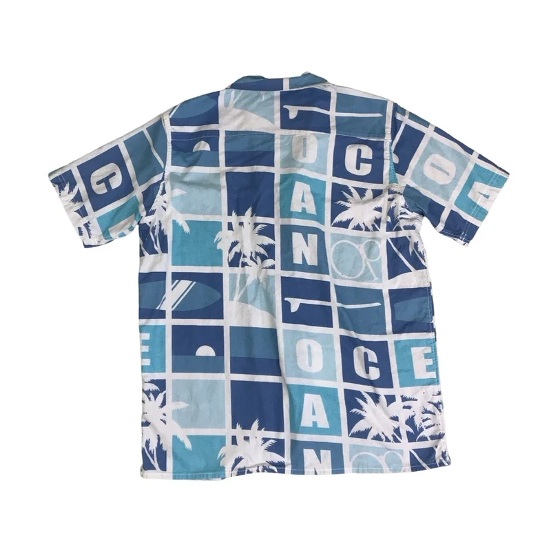 Vintage 'Ocean Pacific Sunwear' Blue Hawaiian Palm Tree Short Sleeved Shirt M L