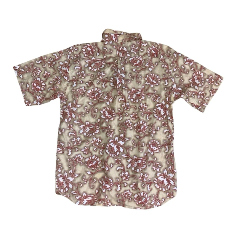 Vintage 'Break Off' Brown Red White Hawaiian Floral Short Sleeved Shirt M