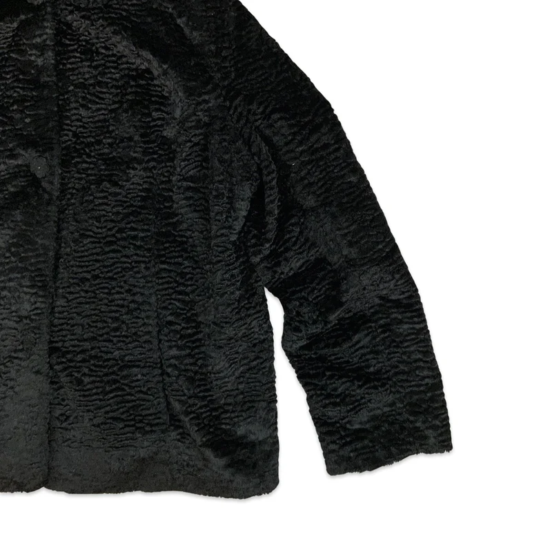 Vintage Y2K Faux Fur Short Coat Black 12 14