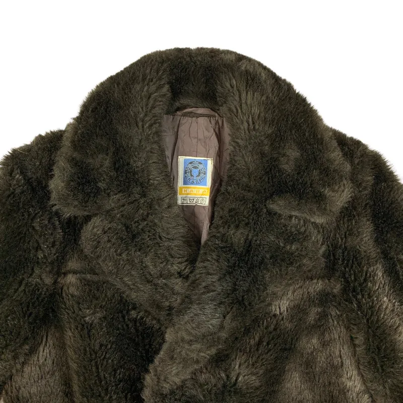 Vintage 90s Y2K Brown Faux Fur Teddy Bear Coat 10 12 14