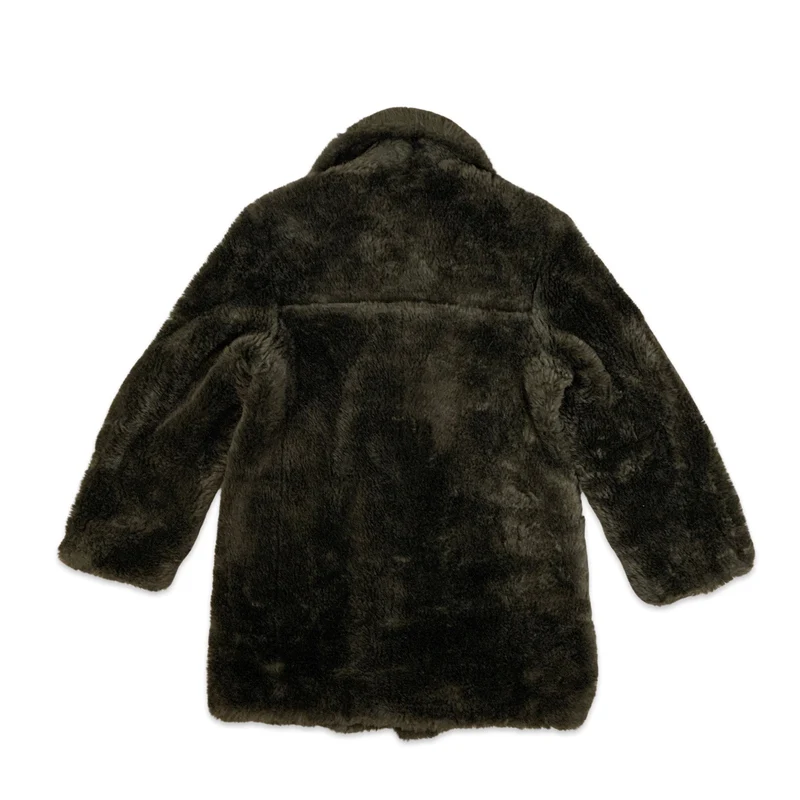 Vintage 90s Y2K Brown Faux Fur Teddy Bear Coat 10 12 14