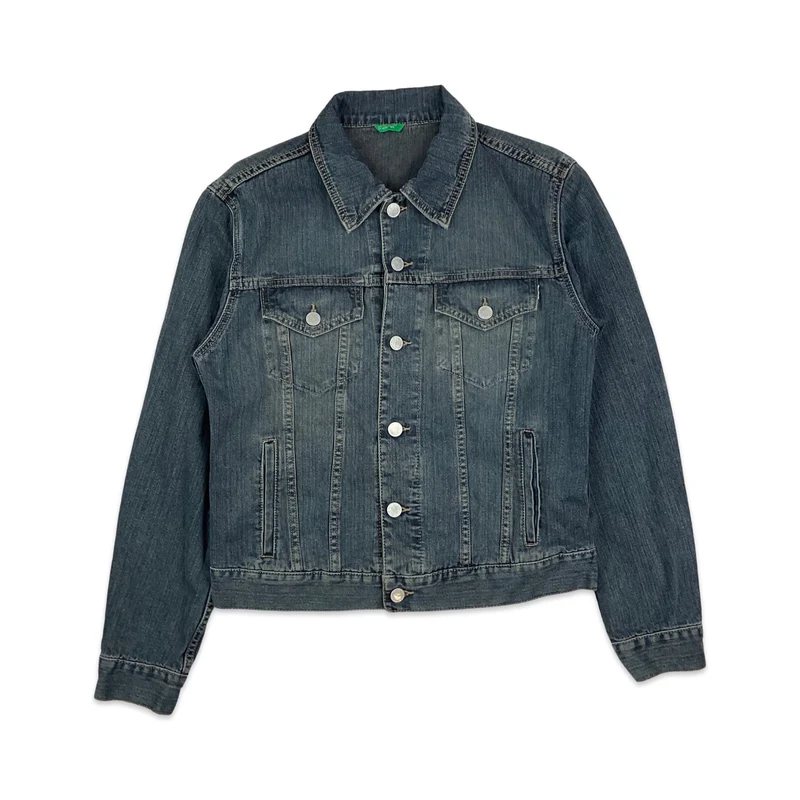 Vintage United Colours of Benetton Blue Denim Trucker Jacket XS S