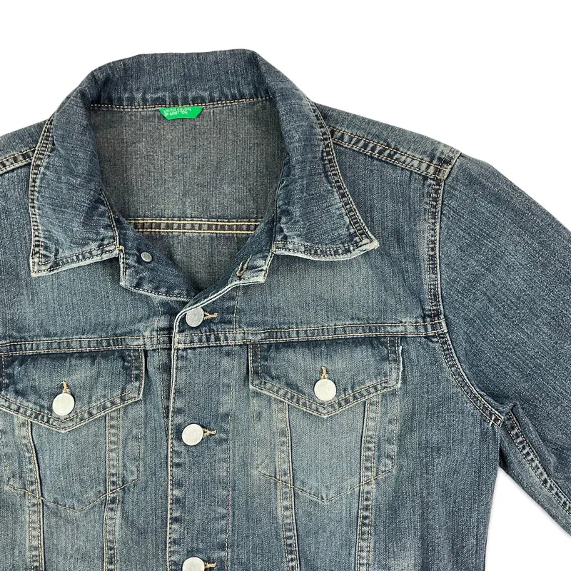 Vintage United Colours of Benetton Blue Denim Trucker Jacket XS S