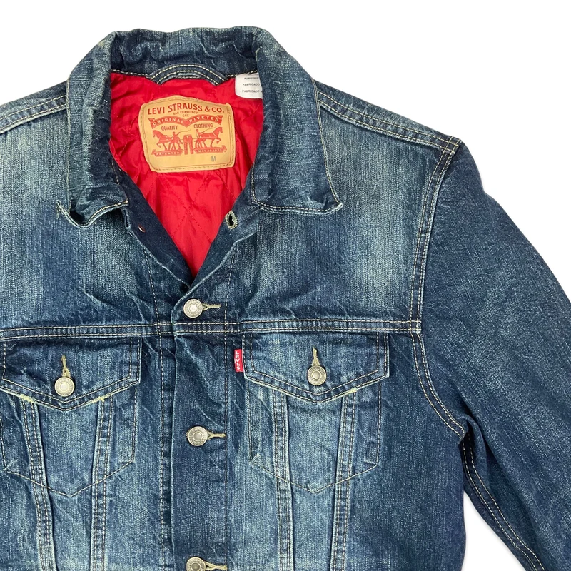 Levi's Blue Quilted Denim Trucker Jacket XS S