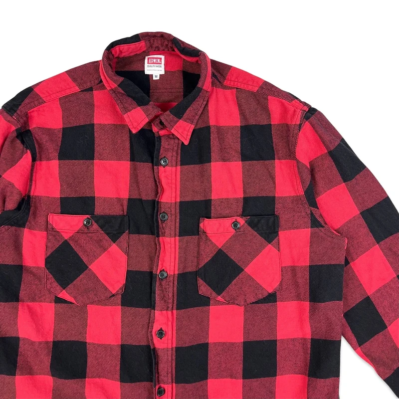 00s Edwin Black & Red Checked Flannel Shirt S M