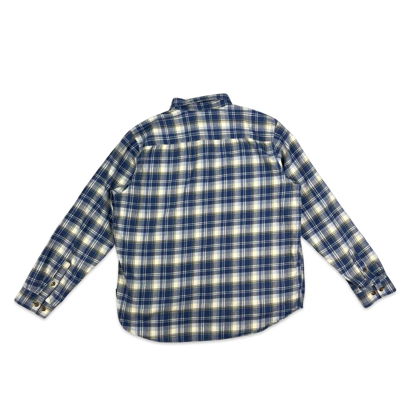 00s Patagonia Blue White & Yellow Check Lightweight Flannel Shirt L XL