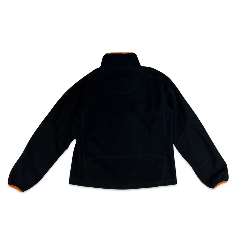 Vintage Harley Davidson Zip Through Fleece Black Orange 10 12 14