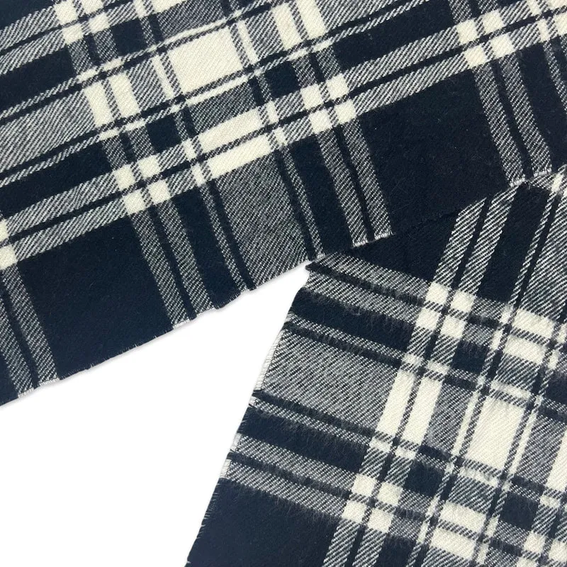 Vintage Plaid Knit Scarf Black White