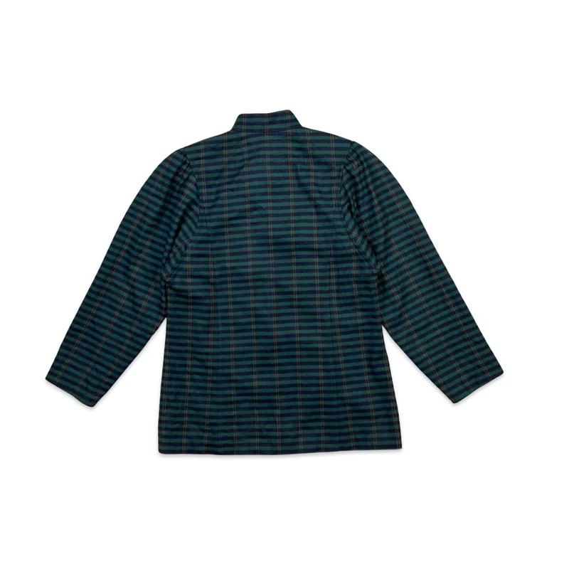 Vintage 80s Womens Wool Jacket Coat Green Purple Orange Stripe 12