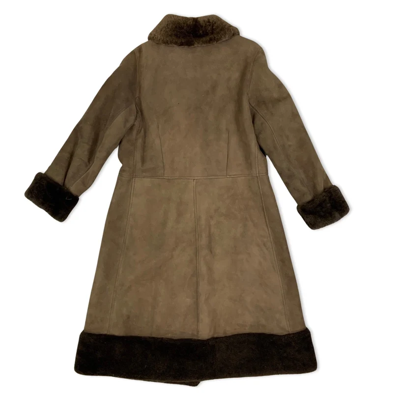 Vintage 70s Brown Shearling Coat Sheepskin Jacket S-M 10-12