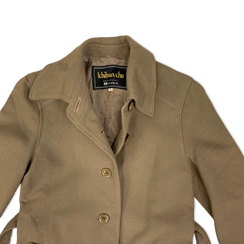 Vintage Brown Ladies Belted Trench Coat S 8