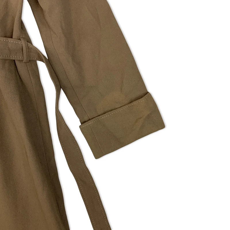 Vintage Brown Ladies Belted Trench Coat S 8