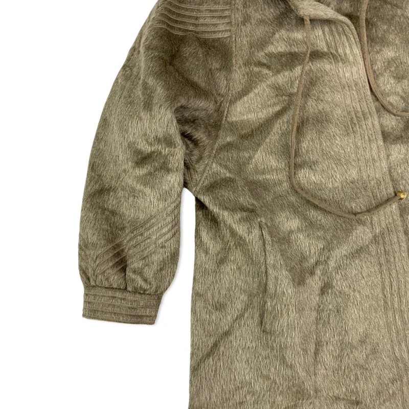 Vintage Womens Beige Alpaca Wool Duster Coat Overcoat 14 16