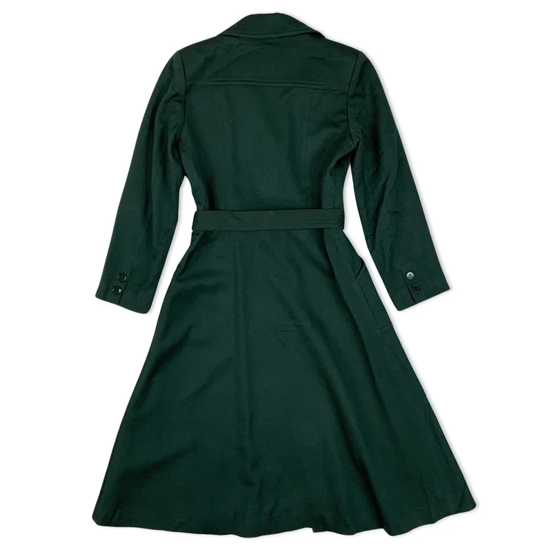 Vintage 90s Green Ladies' Wool Trench Coat 4