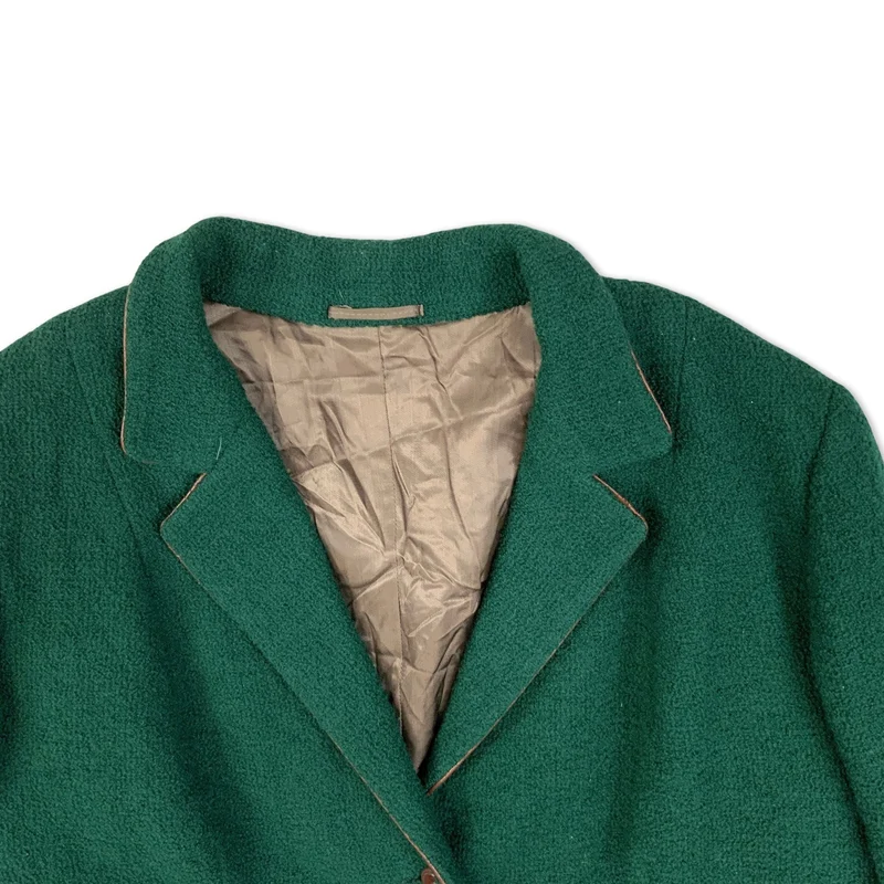Vintage Womens 80s Green Bouclé Blazer 18