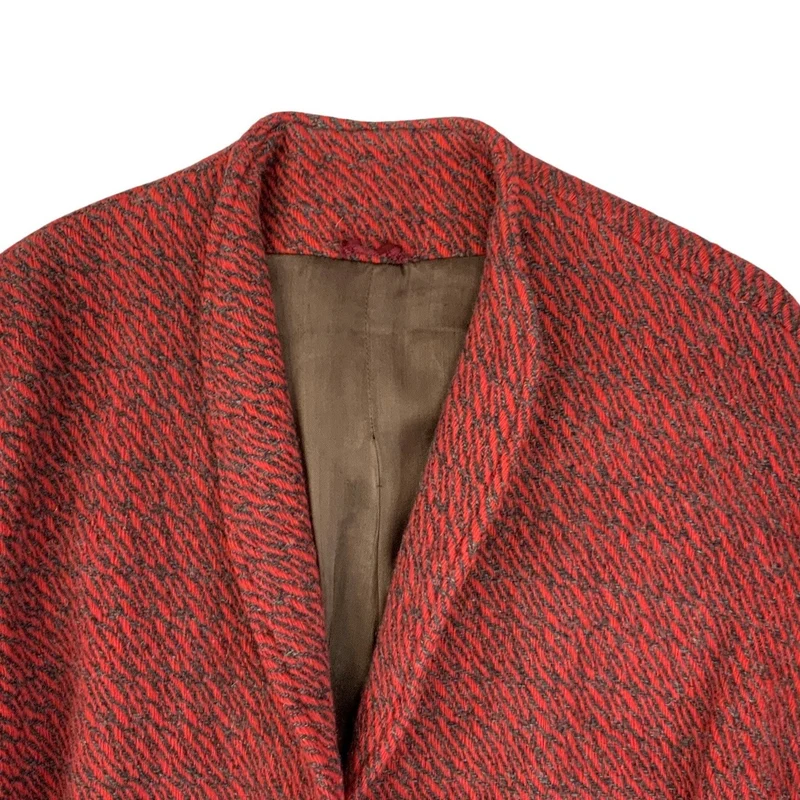 Vintage 90s Red and Black Wool Coat Jacket M 14