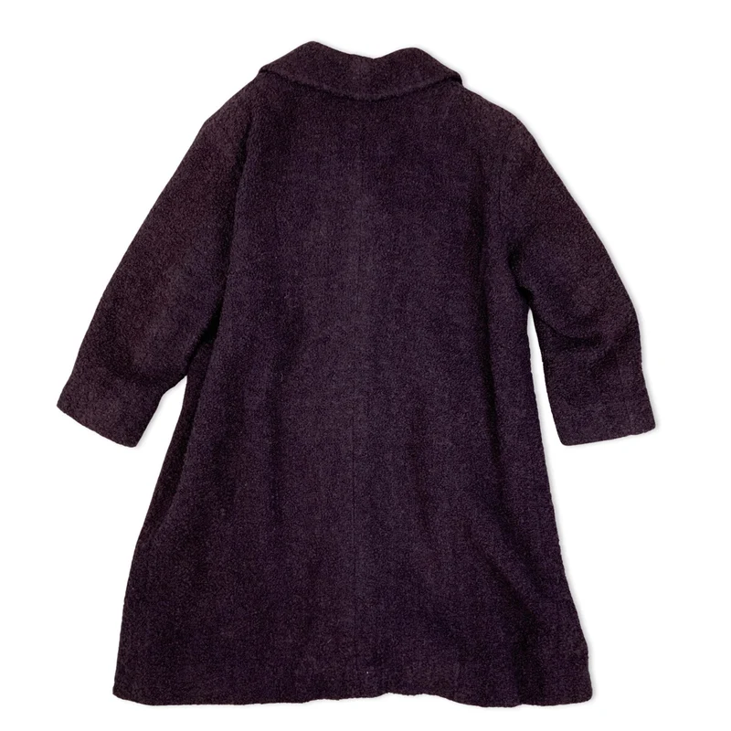 Vintage 80s 90s Purple Bouclé Ladies Wool Trench Coat 18