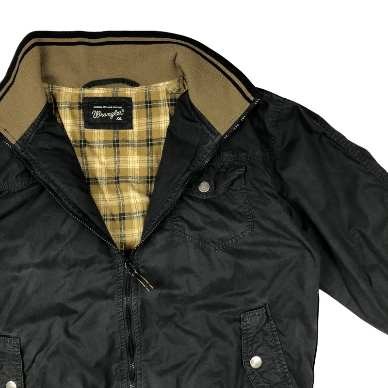 Vintage Y2K Wrangler Black Casual Flannel Lined Outdoor Jacket XXL