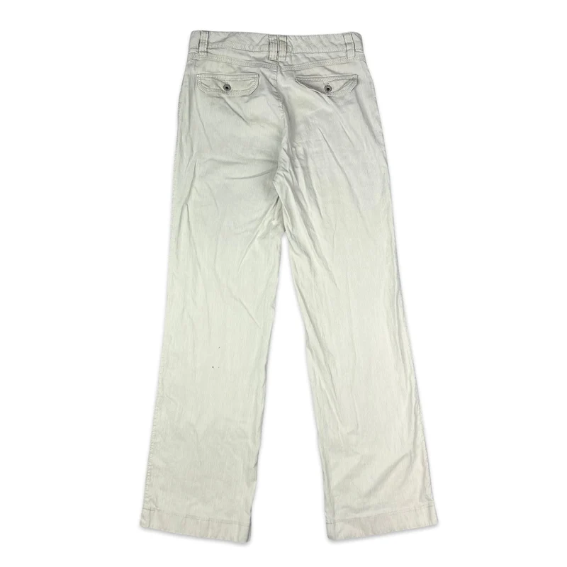 Vintage Y2K Beige Cream Pinstripe Flared High Waist Trousers Cream W28 L31