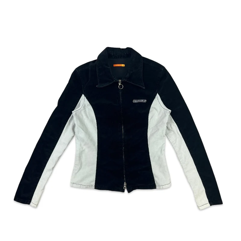 Vintage Zip-up Cord Shirt Black Size UK 10