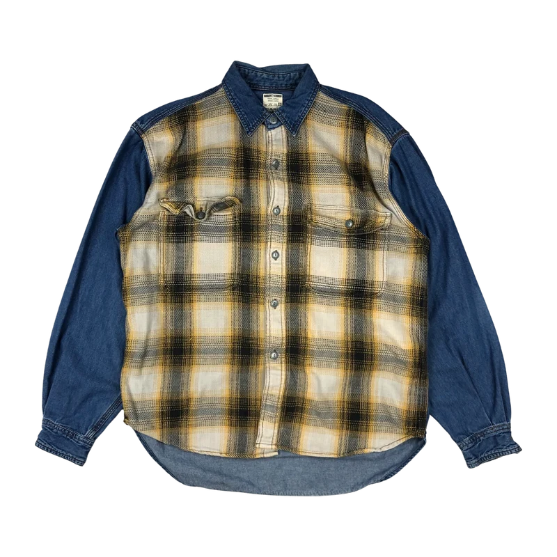 Vintage 90s Denim and Flannel Shirt XL