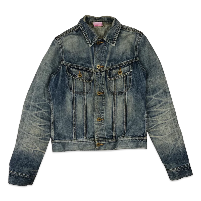 Vintage Y2K Fishbone Blue Denim Jacket 10