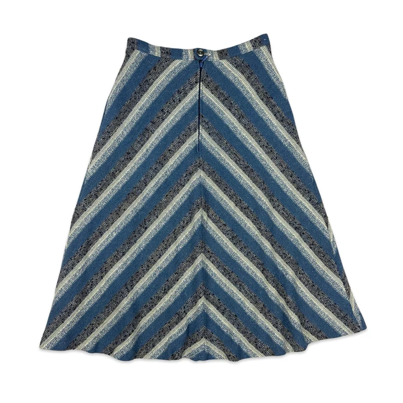 70s Vintage Wool Patterned A-Line Midi Skirt 8