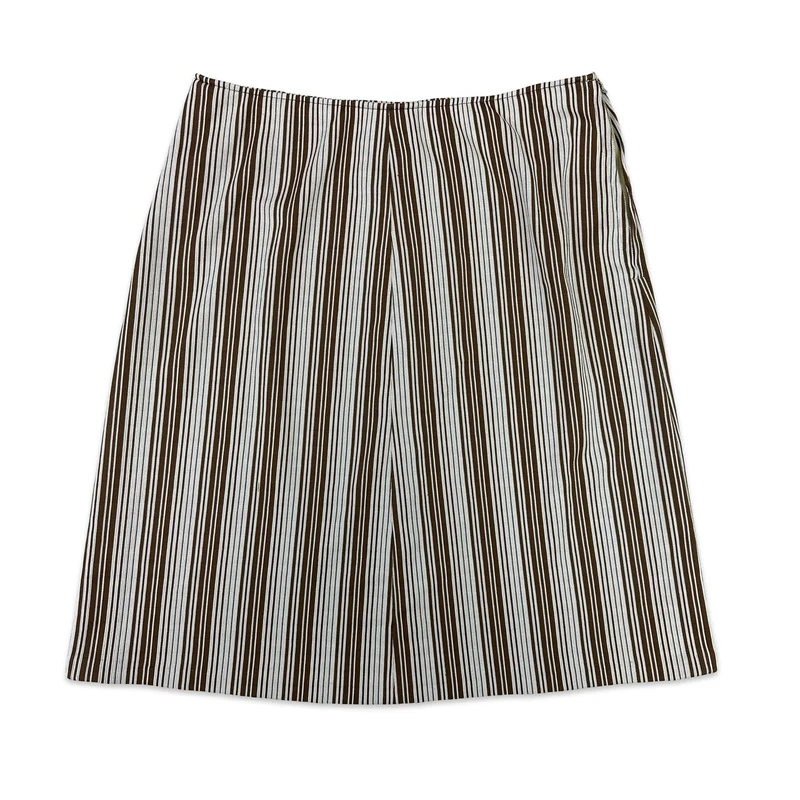 70s Vintage Brown & White A-Line Skirt 14