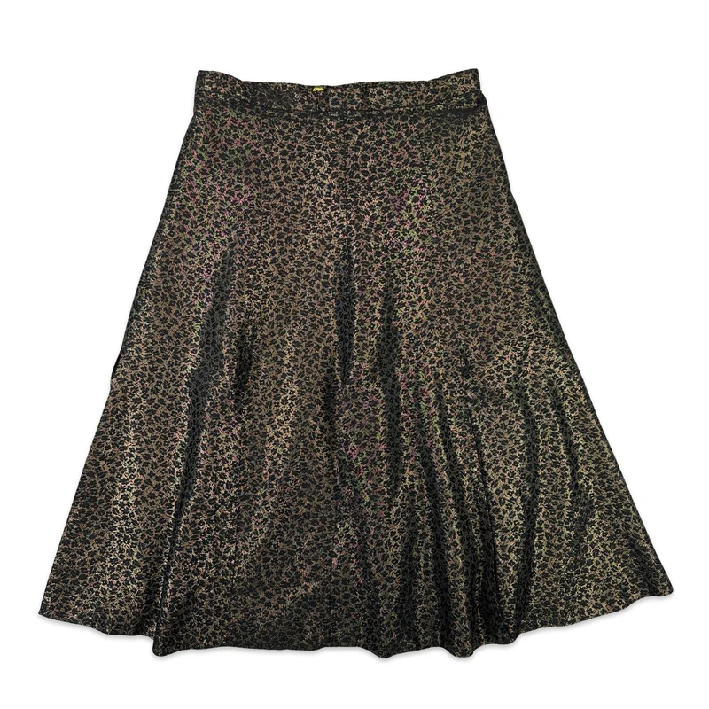 80s Vintage Gold Sparkle Patterned Skirt 14