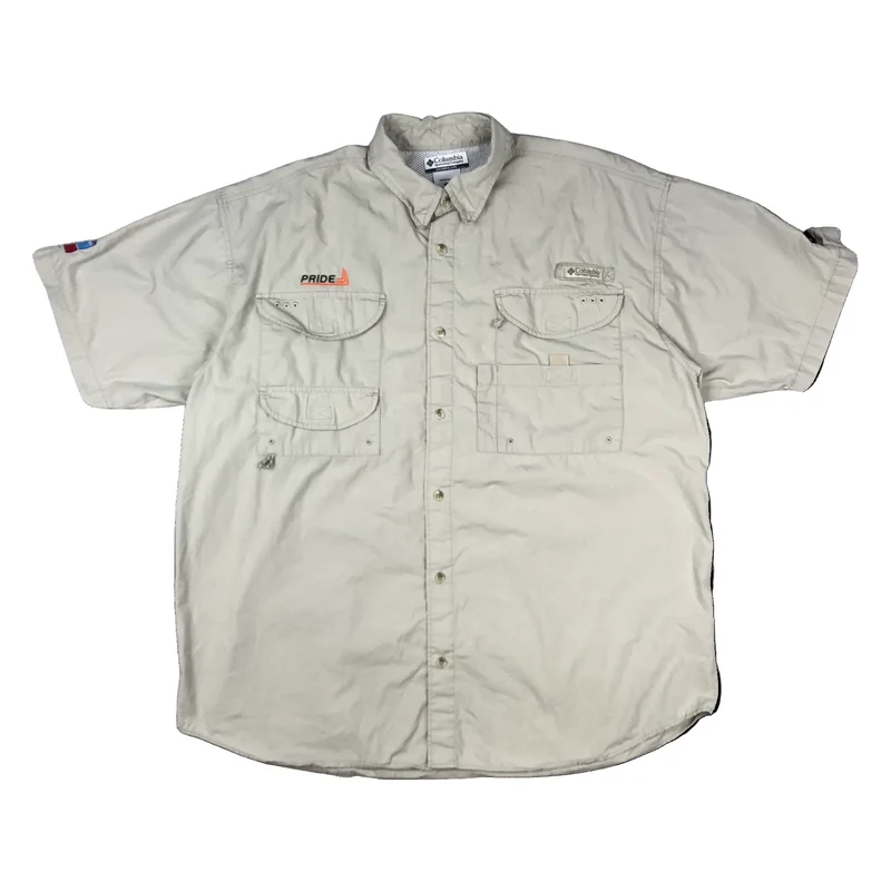 Columbia PFG Beige Technical Walking Outdoor Short Sleeve Shirt Extra Large