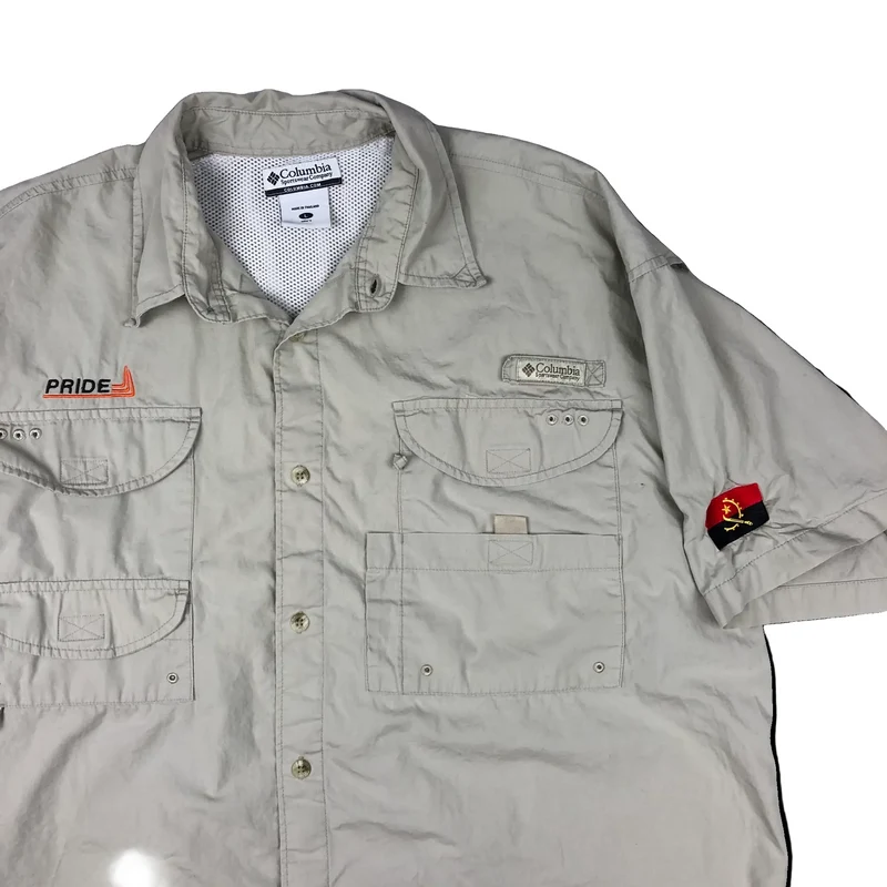 Columbia PFG Beige Technical Walking Outdoor Short Sleeve Shirt Extra Large