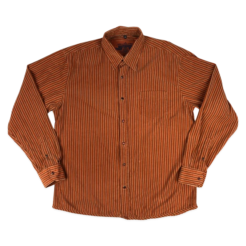 Vintage Angelo Litrico Striped Orange Corduroy Shirt XL