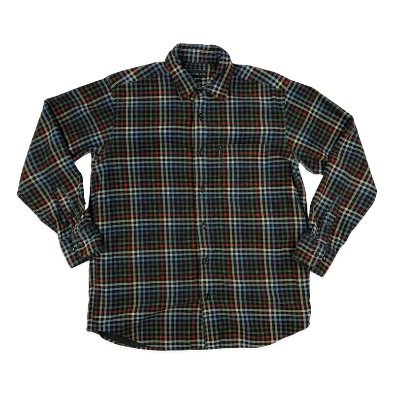 Vintage 90s Multicolour Plaid Corduroy Shirt L