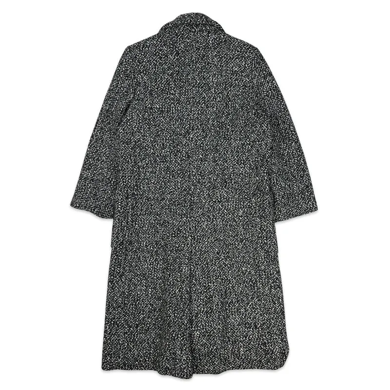 90s Vintage Womens Black & White Salt & Pepper Wool Coat 12