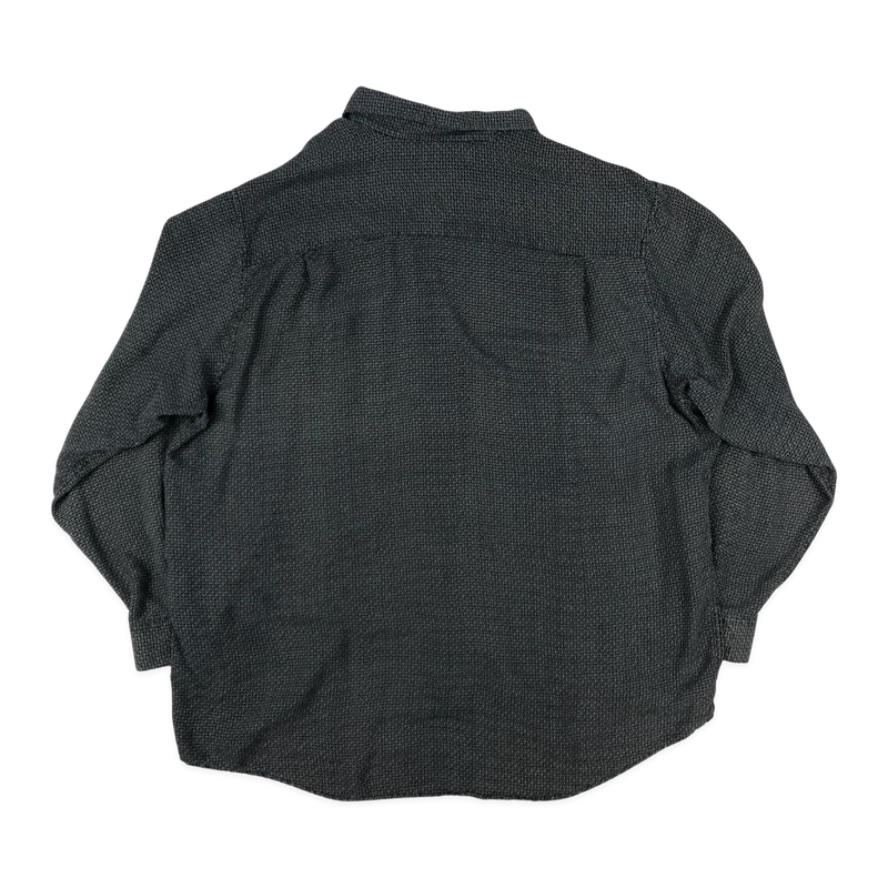 Vintage Abstract Print Grey Silk Shirt XXL
