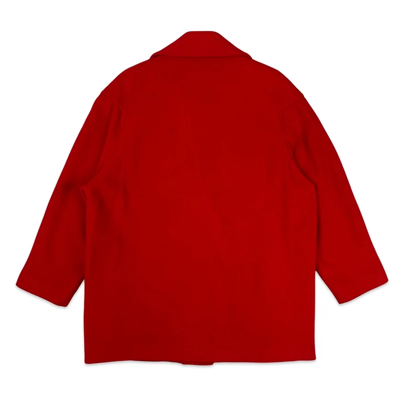 90s Vintage Womens Red Wool Double Breasted Coat Jacket 16