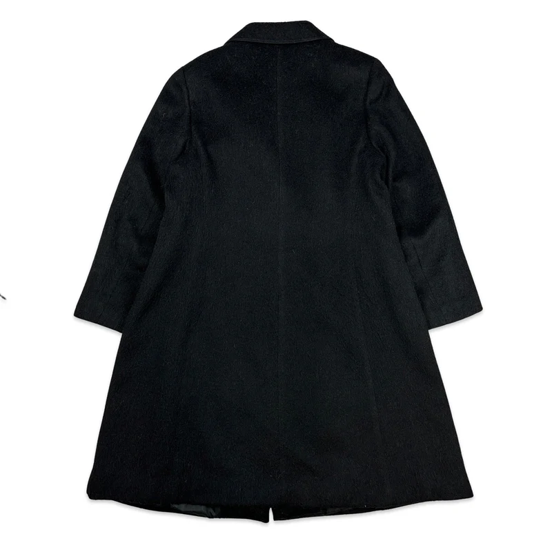 90s Vintage Black Alpaca Wool Duster Coat overcoat 16