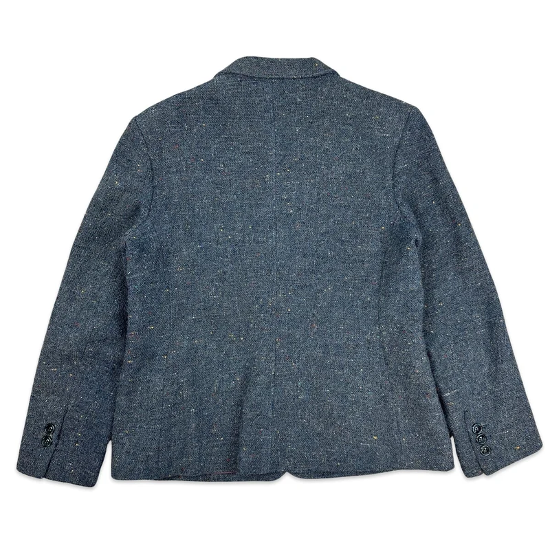 80s Vintage Blue Wool Tweed Blazer Riding Hacking Jacket 12