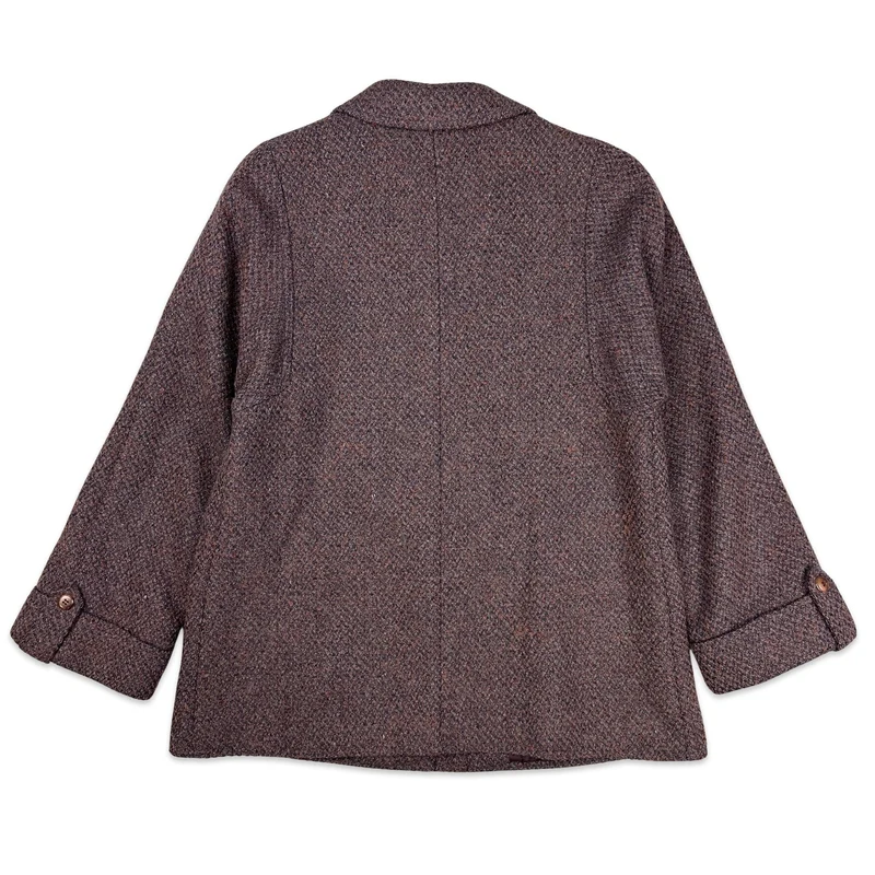 80s Womens Vintage Purple Wool Tweed Coat Jacket Blazer 12
