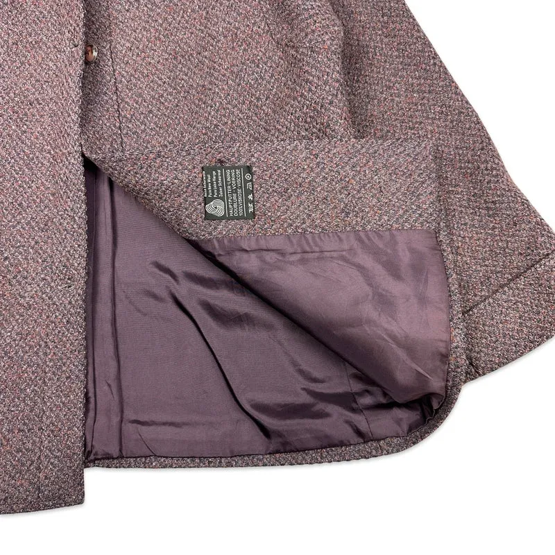 80s Womens Vintage Purple Wool Tweed Coat Jacket Blazer 12