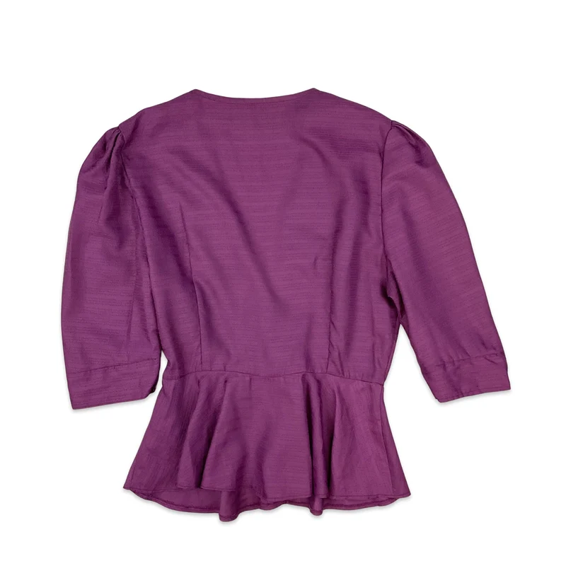 80s Vintage Purple Peplum Blouse 10