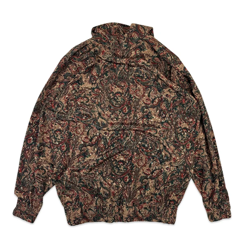 Vintage Paisley Patterned Blouse Brown 14 16 18