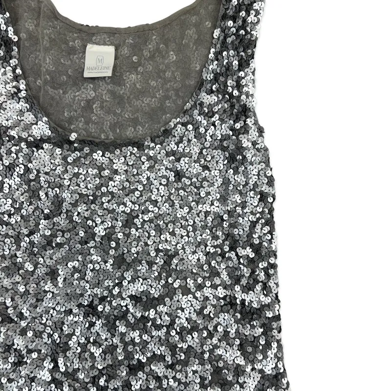 Vintage 90s Y2K Sequin Vest Silver 8 10